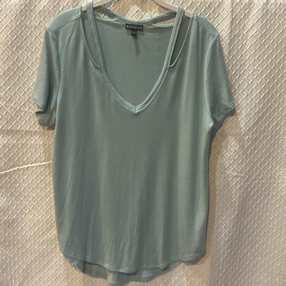 Express loose fitting t-shirt. Slouchy casual look. Blue/teal. Size Large - Picture 7 of 7